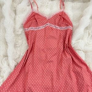 Vintage Polka Dot Lace Trim Slip Dress